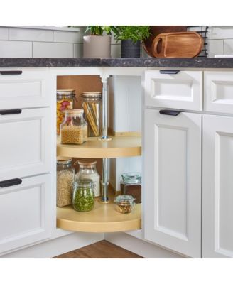 28'' Lazy Susan Pie-Cut Polymer 2-Shelf, Almond, 6942-28-15-52