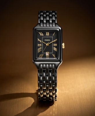 Women's Raquel Three-Hand Date Black Stainless Steel Watch, 23mm