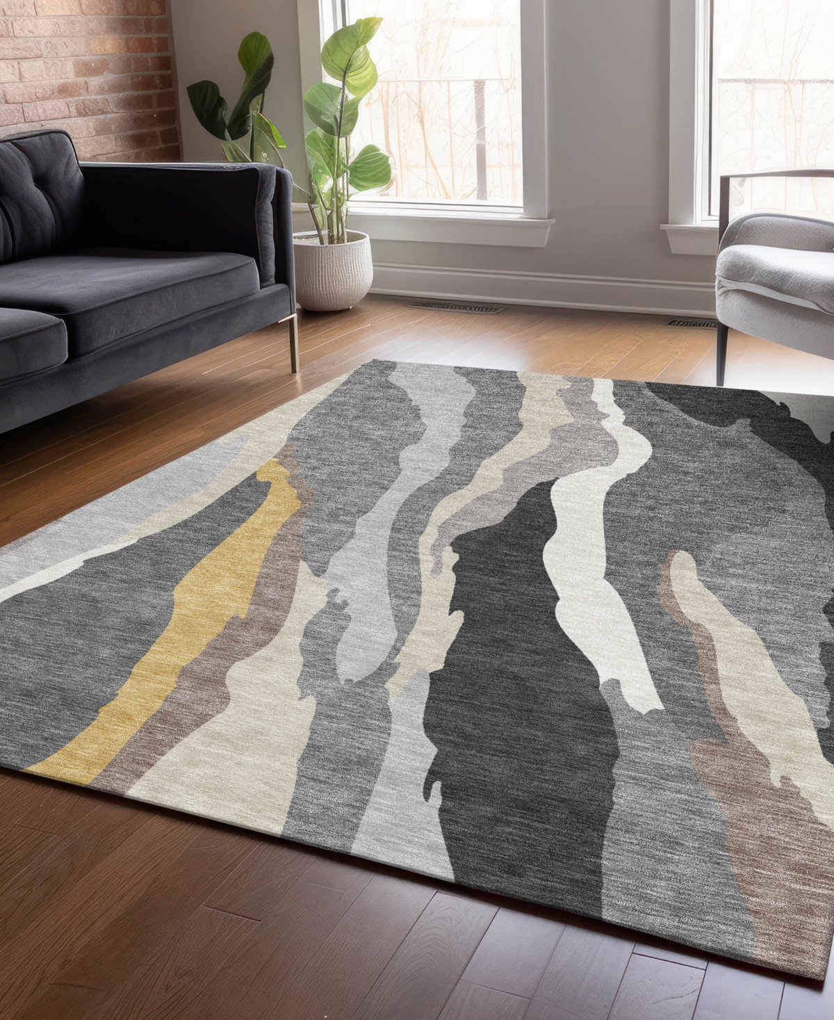 Addison Chantille Mahine Washable Acn1047 9'x12' Area Rug In Gray