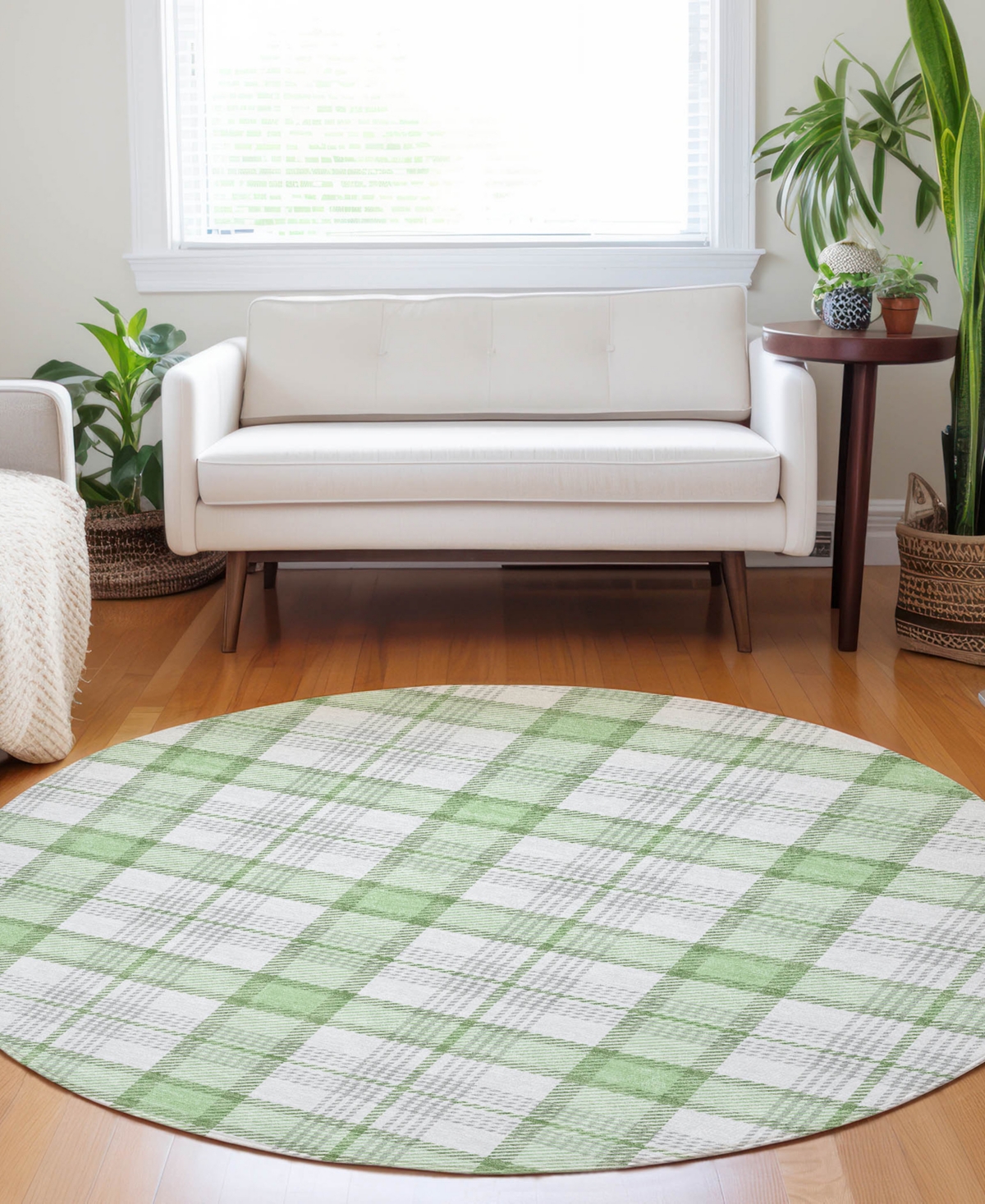 Addison Chantille Mahine Washable Acn1052 8'x8' Round Area Rug In Mint