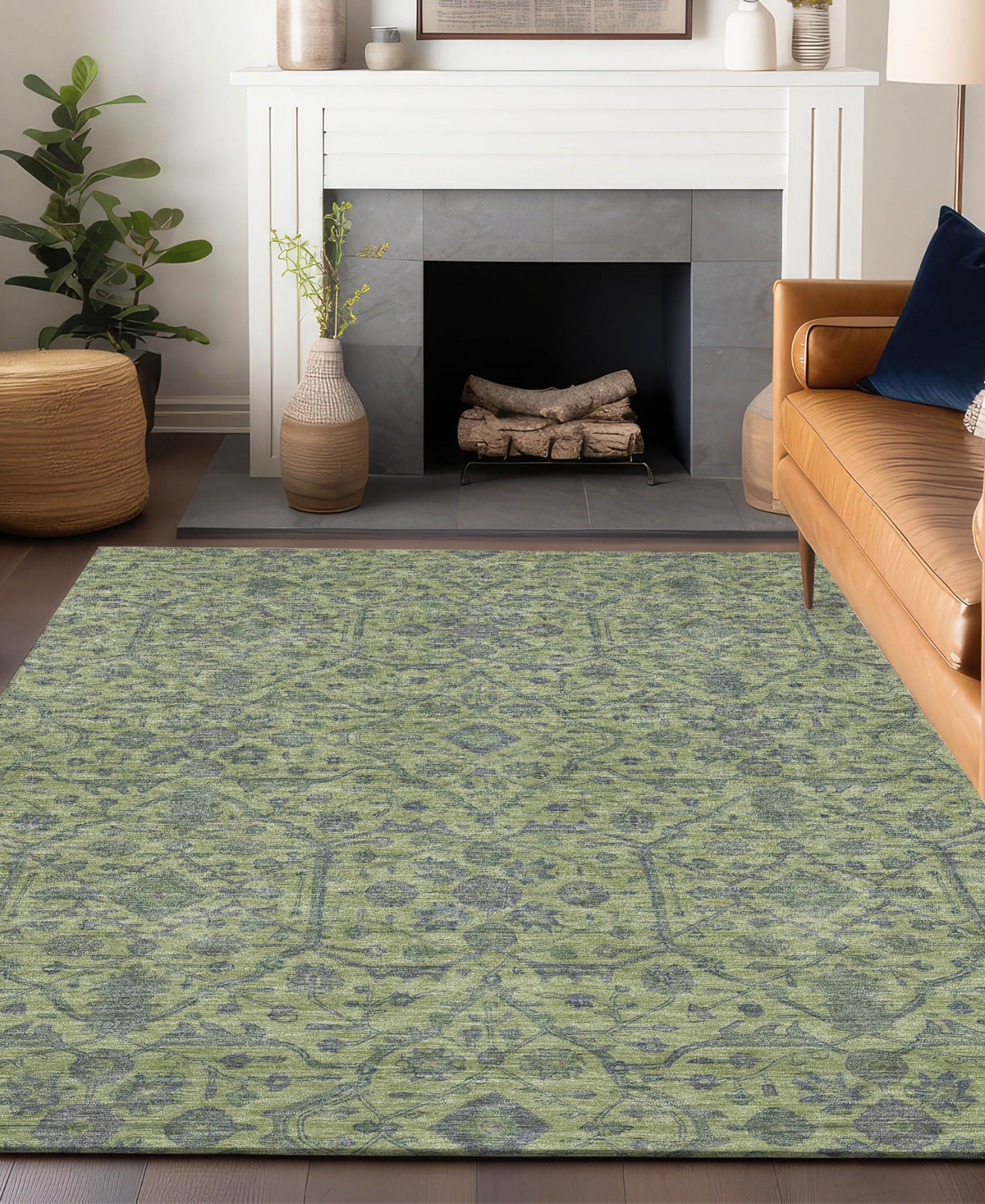 Addison Chantille Machine Washable Acn1131 9'x12' Area Rug In Lime