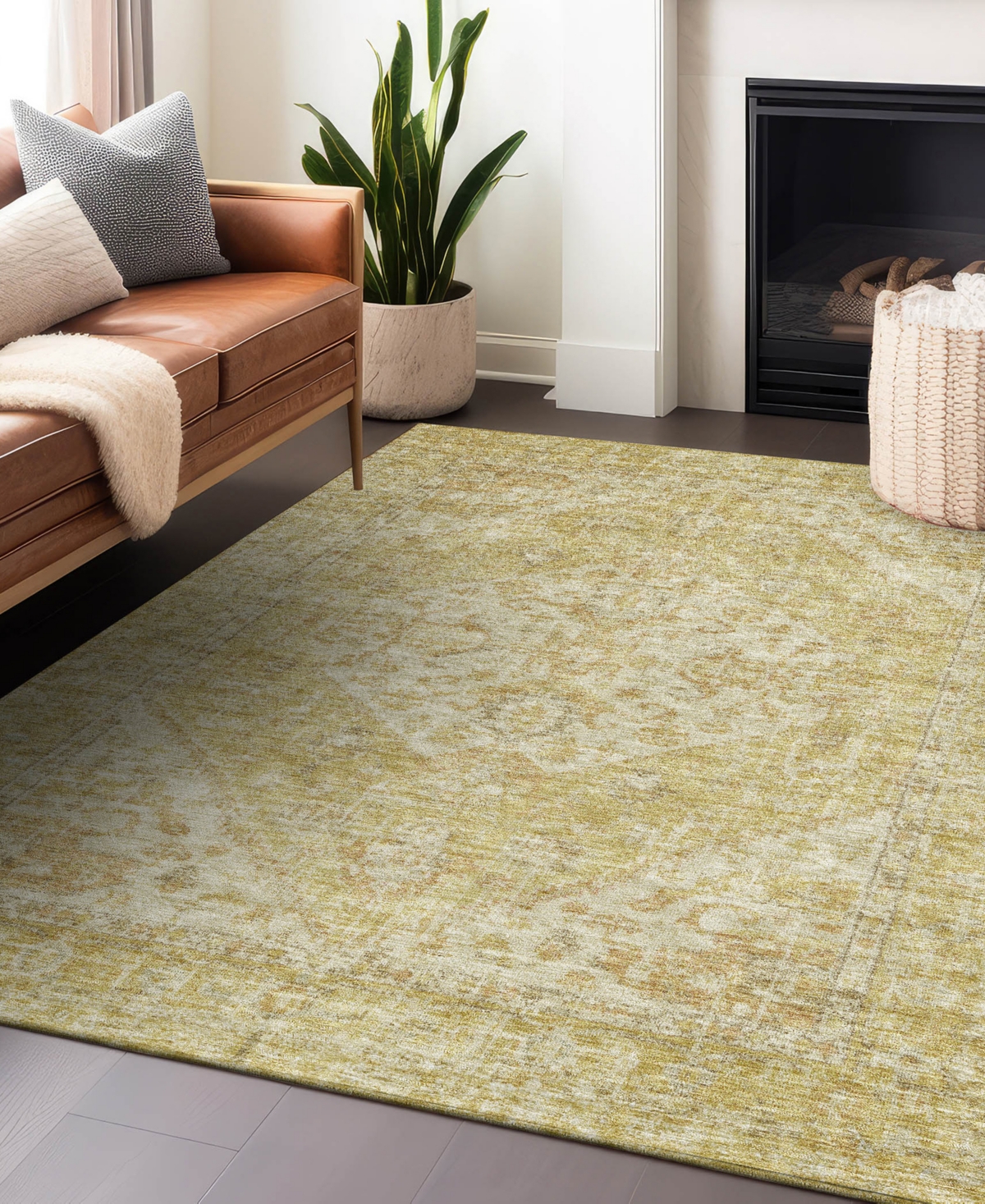 Addison Chantille Machine Washable Acn1104 9'x12' Area Rug In Gold