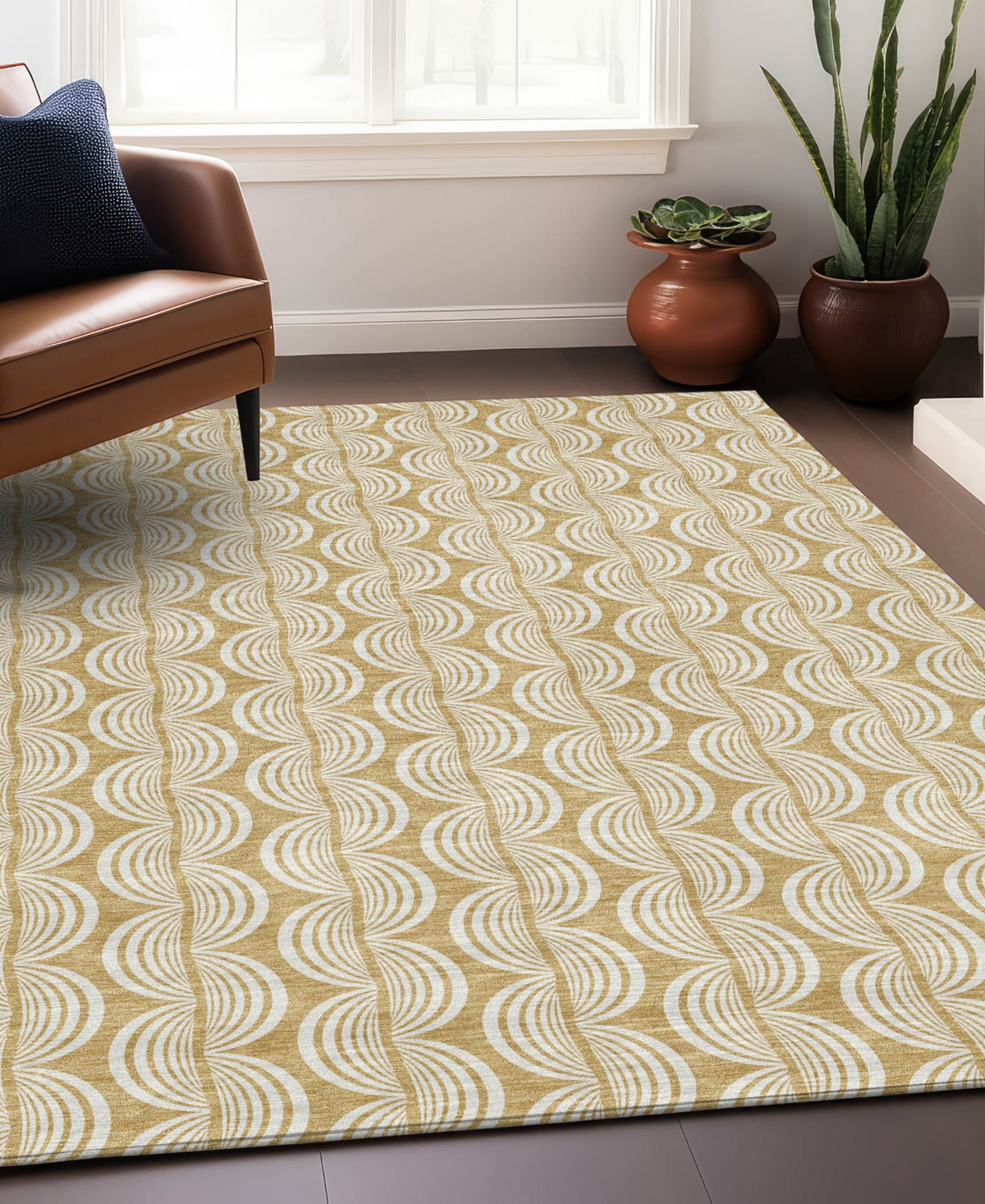 Addison Chantille Mahine Washable Acn1055 5'x7'6" Area Rug In Gold