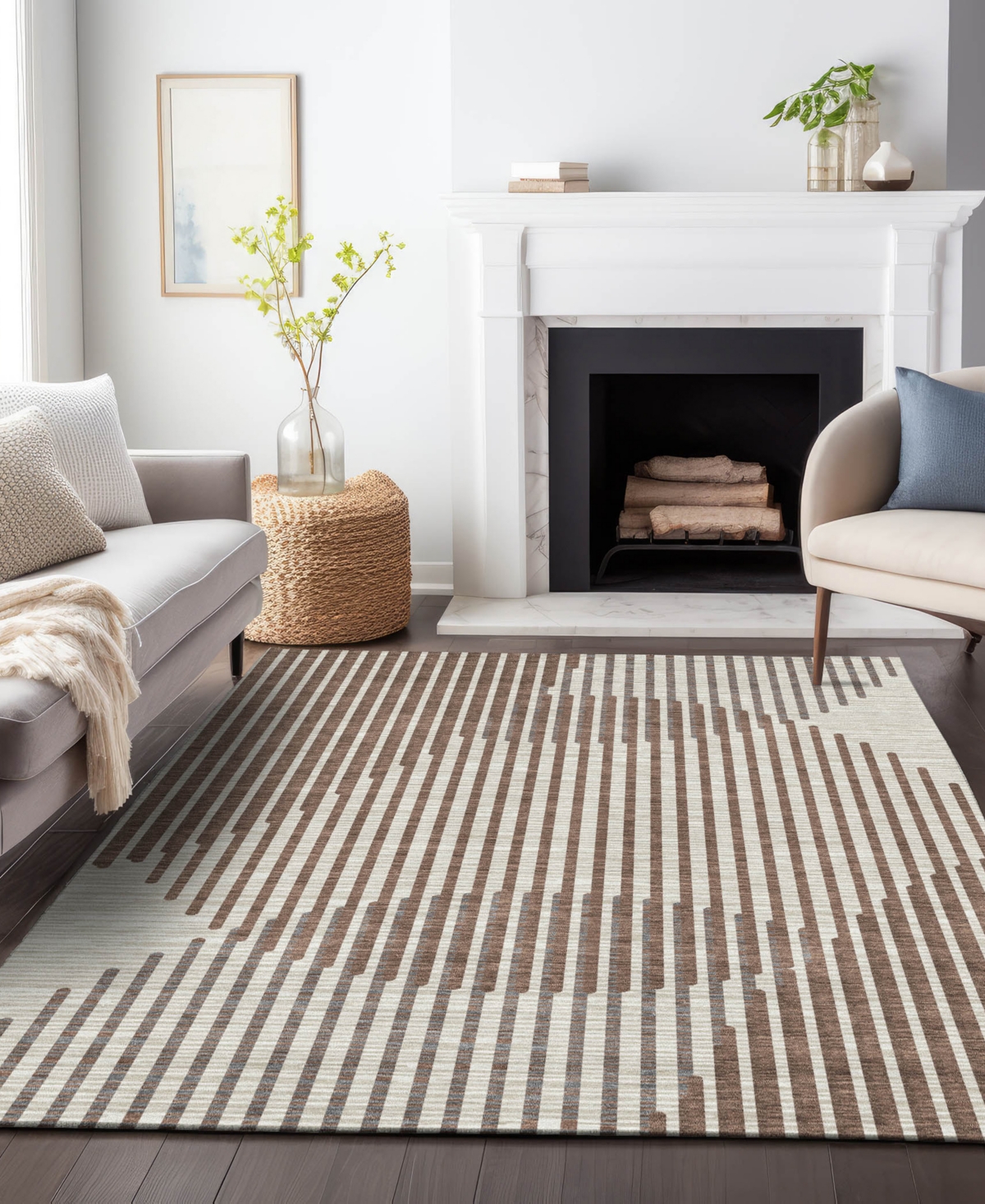Addison Chantille Mahine Washable Acn1001 5'x7'6" Area Rug In Brown