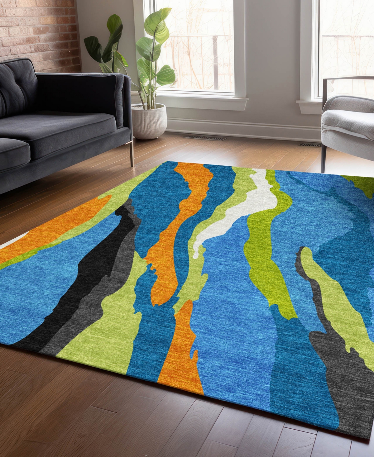 Addison Chantille Machine Washable Acn1047 2'6"x3'10" Area Rug In Denim