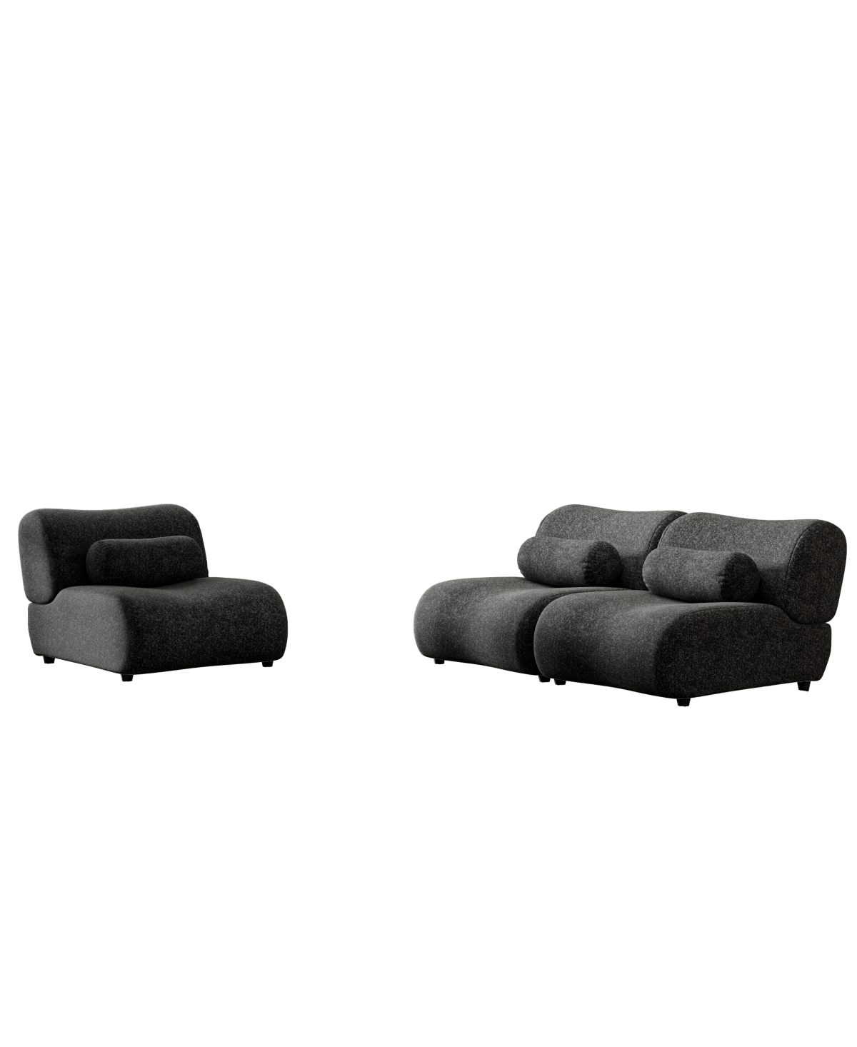 Streamdale Furniture ModernChenille Sofa Set - 3-Seat Modular Sectional Couch with Cylindrical Pillows for Living Room - Stylish & Comfortable