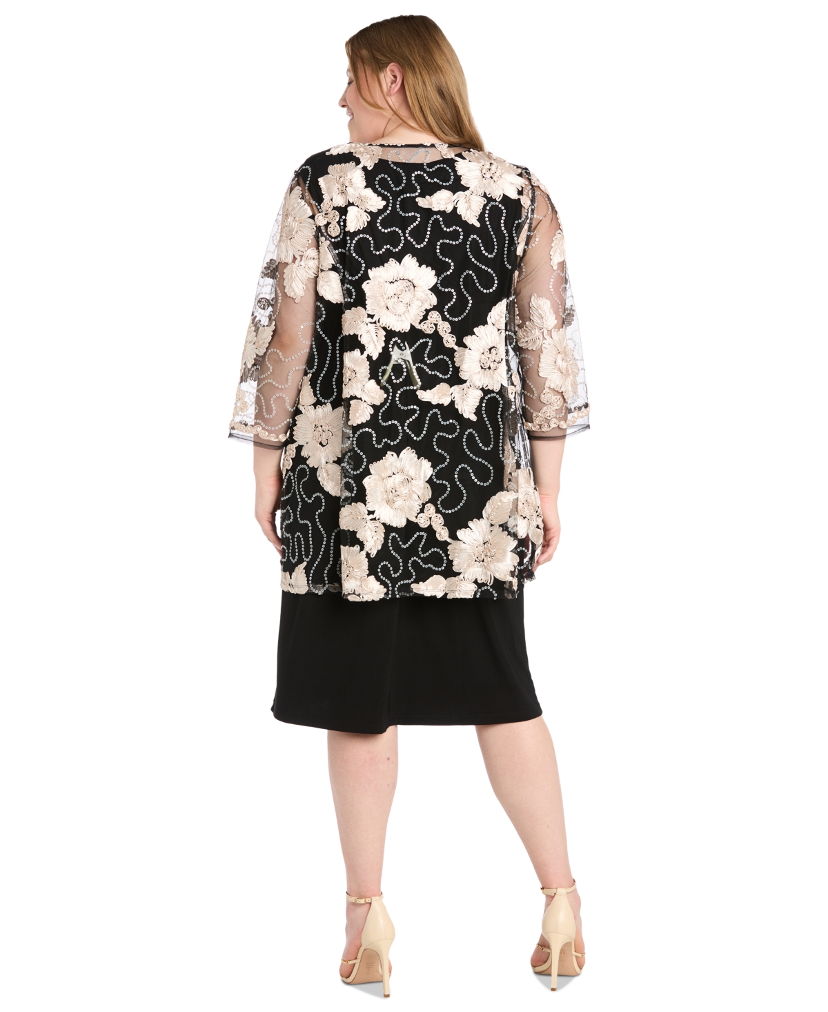 R & M Richards Plus Size Embellished Jacket and Dress -Black