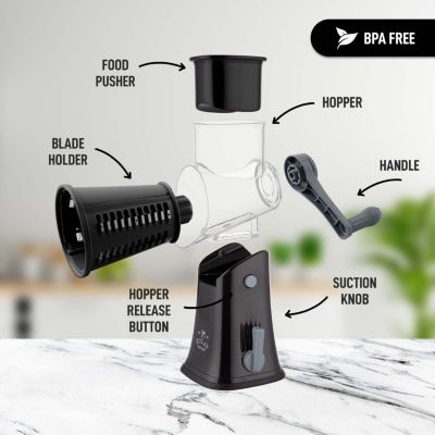 Rotary Cheese Grater with 5 Interchangeable Stainless Steel Blades