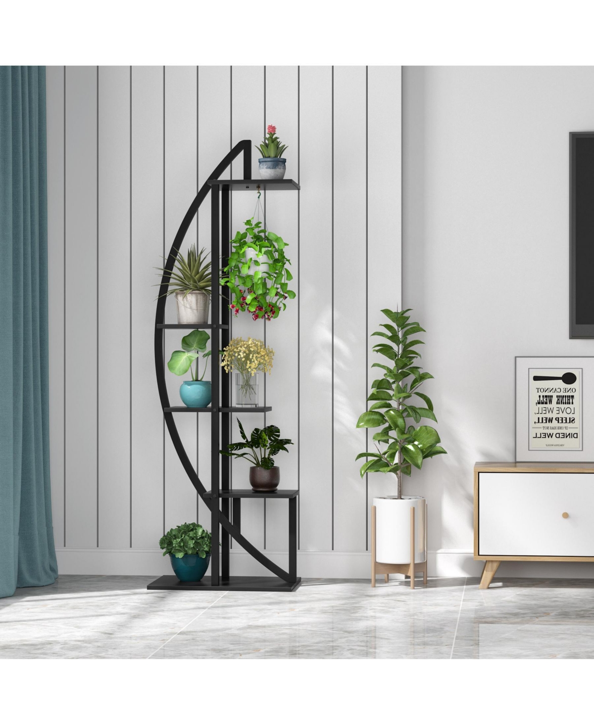 Tribesigns Multi-Purpose Curved Display Shelf Bonsai Flower Plant Stand Rack,5-Tier Plant Stand Pack of 2