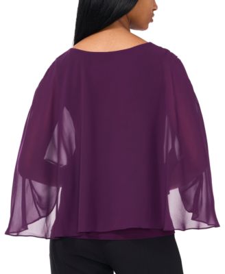 MSK Women's Rhinestone-Trim Overlay Top
