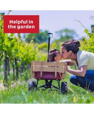 Full Size All Terrain Classic Steel and Wood Pull Along Wagon, Red