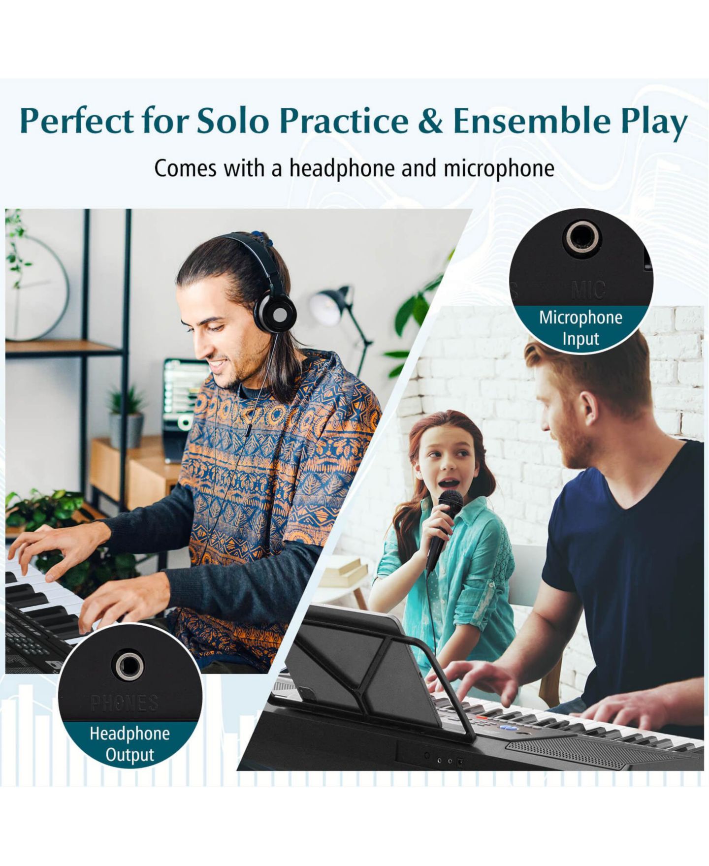 Детские игрушки Costway Sonart 61-Key Electronic Keyboard Piano Music Learning 8-Piece Set, Ages 5+ — фото 6
