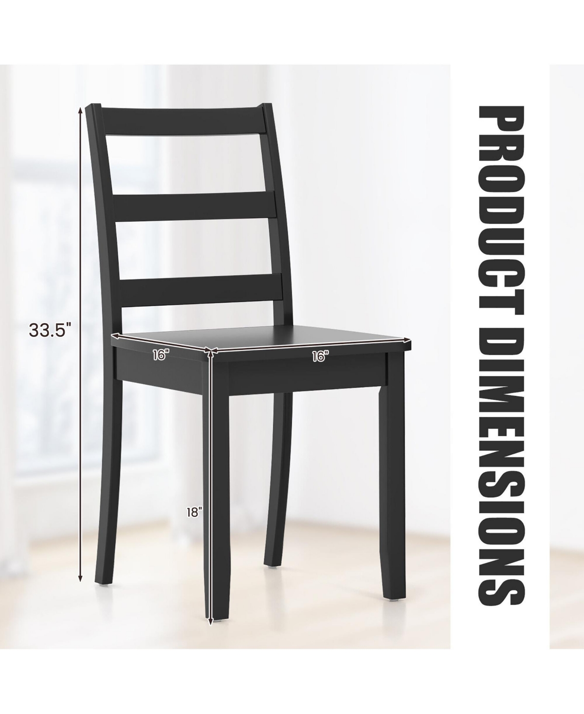 Gymax Set of Dining Chairs Ladder Back Armless Side Chair w/ Solid Rubber Wood Legs
