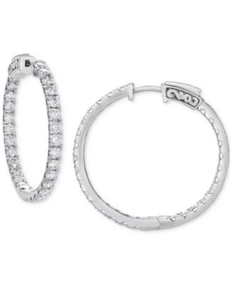 Diamond In & Out Hoop Earrings (3 ct. t.w.) in 14k White Gold