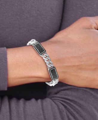 Men's Black & White Diamond Ceramic Link Bracelet (2-1/4 ct. t.w.) in Sterling Silver