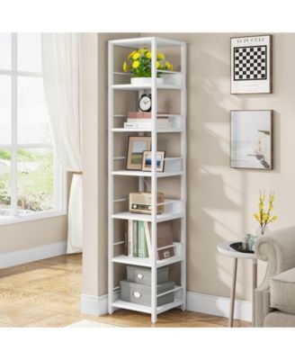 75 Inch Tall Narrow Bookshelf Storage Rack Set of 2, Etagere Shelves Display Stand for Small Spaces,6-Tier Corner Shelf