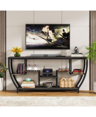 Rustic Console Table with Storage and Shelves,70.9 Inch Long Industrial Entryway Table TV Stand