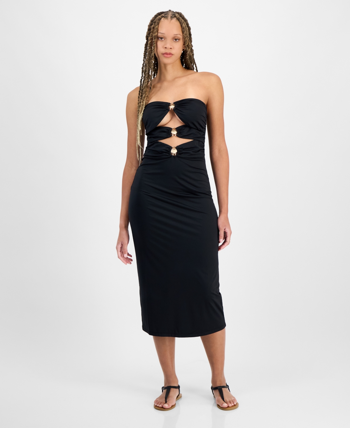 Juniors' Shell-Trim Dress Swim Cover-Up, Exclusively at Macy's - Passion Flower