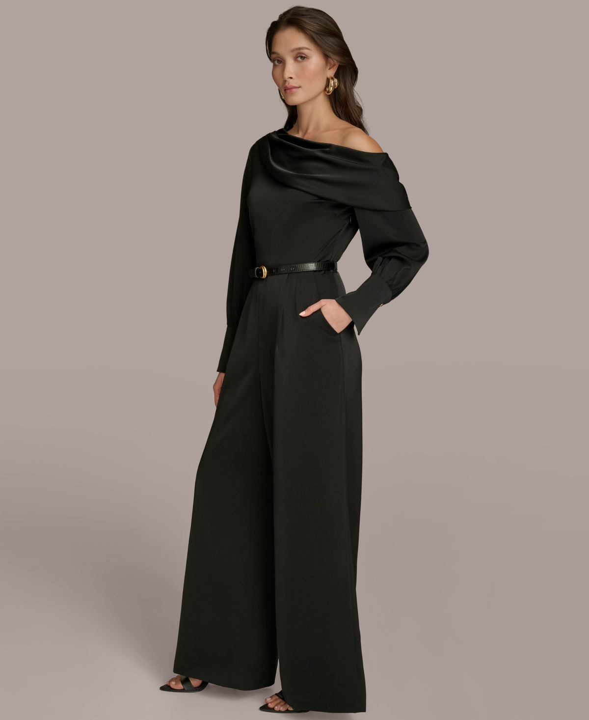 Donna Karan New York Women's Belted One-Shoulder Jumpsuit