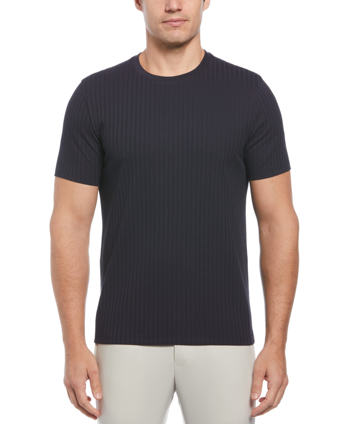 Men's Rib Knit Crew Neck T-shirt - Black