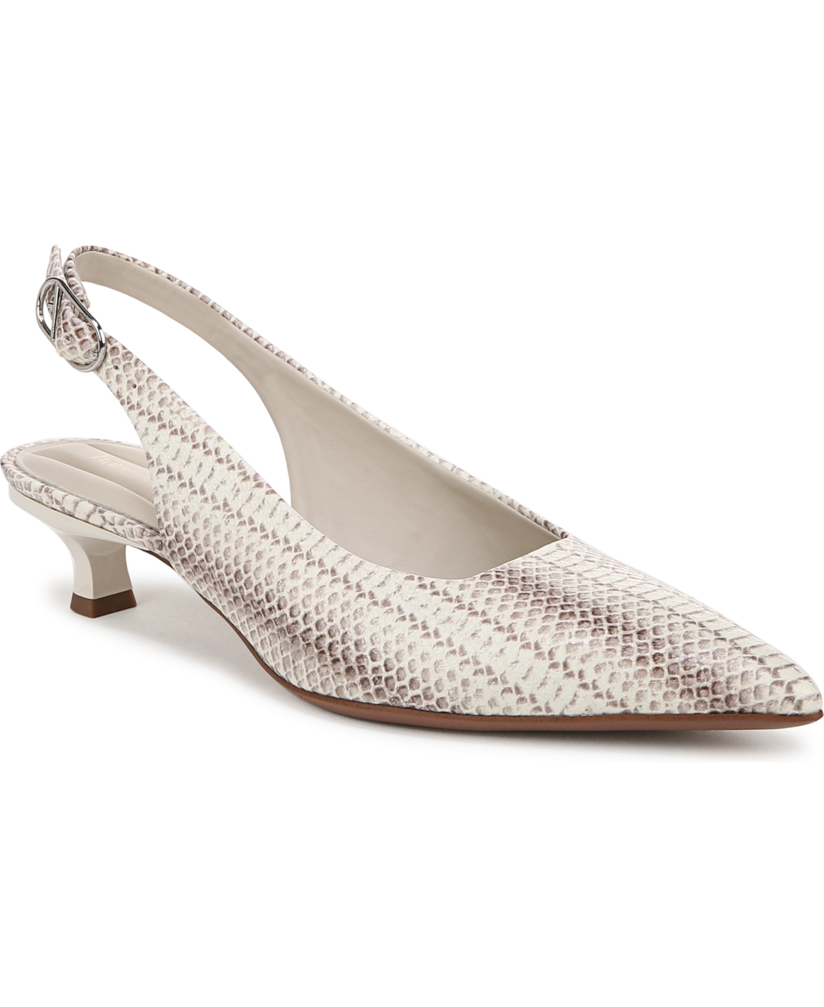 Women's Marlow Pointed Toe Slingback Kitten Heel Pumps - Roccia Grey Snake Print Faux Leather