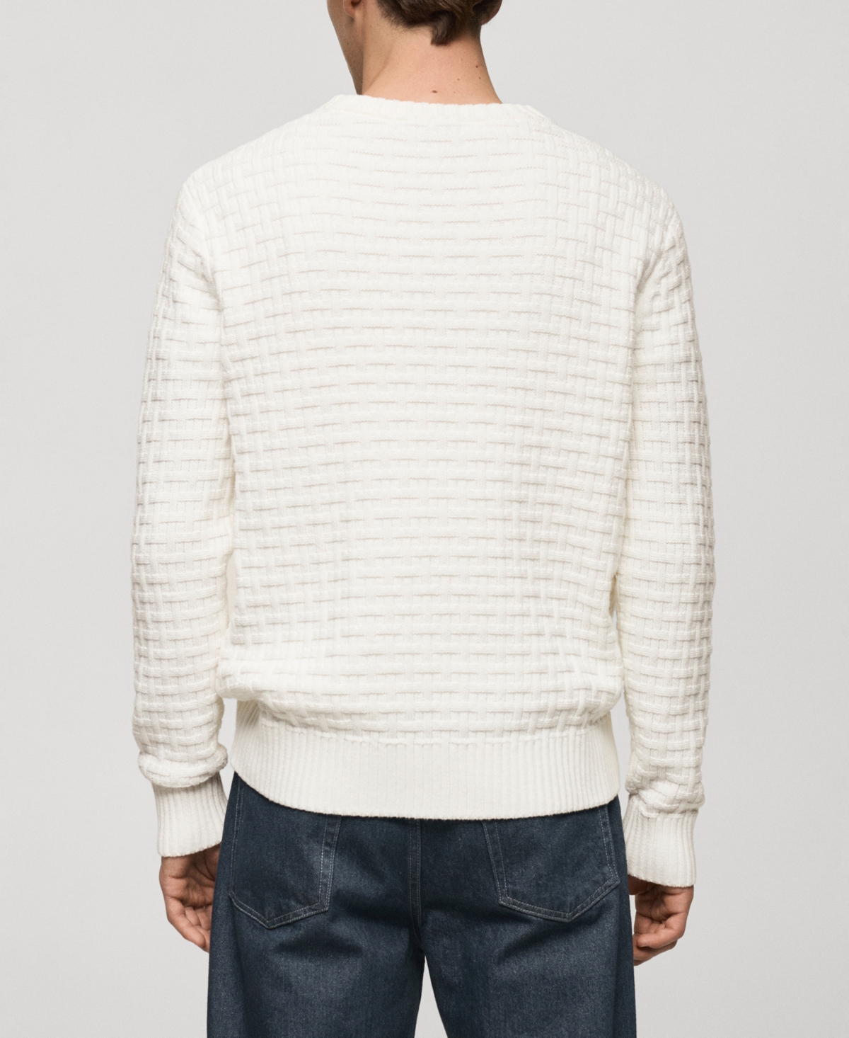 Mango Men's Crossed-knit Sweater In Off White