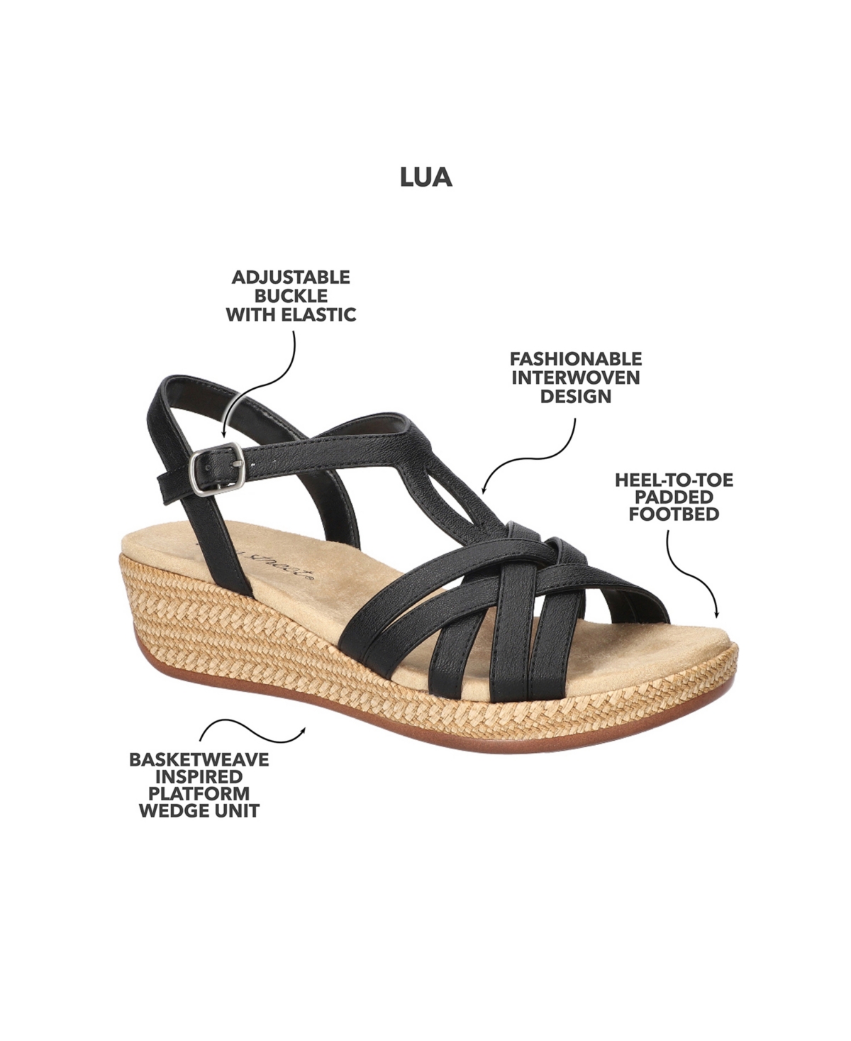 Shop Easy Street Women's Lua Wedge Heel Sandals In Black
