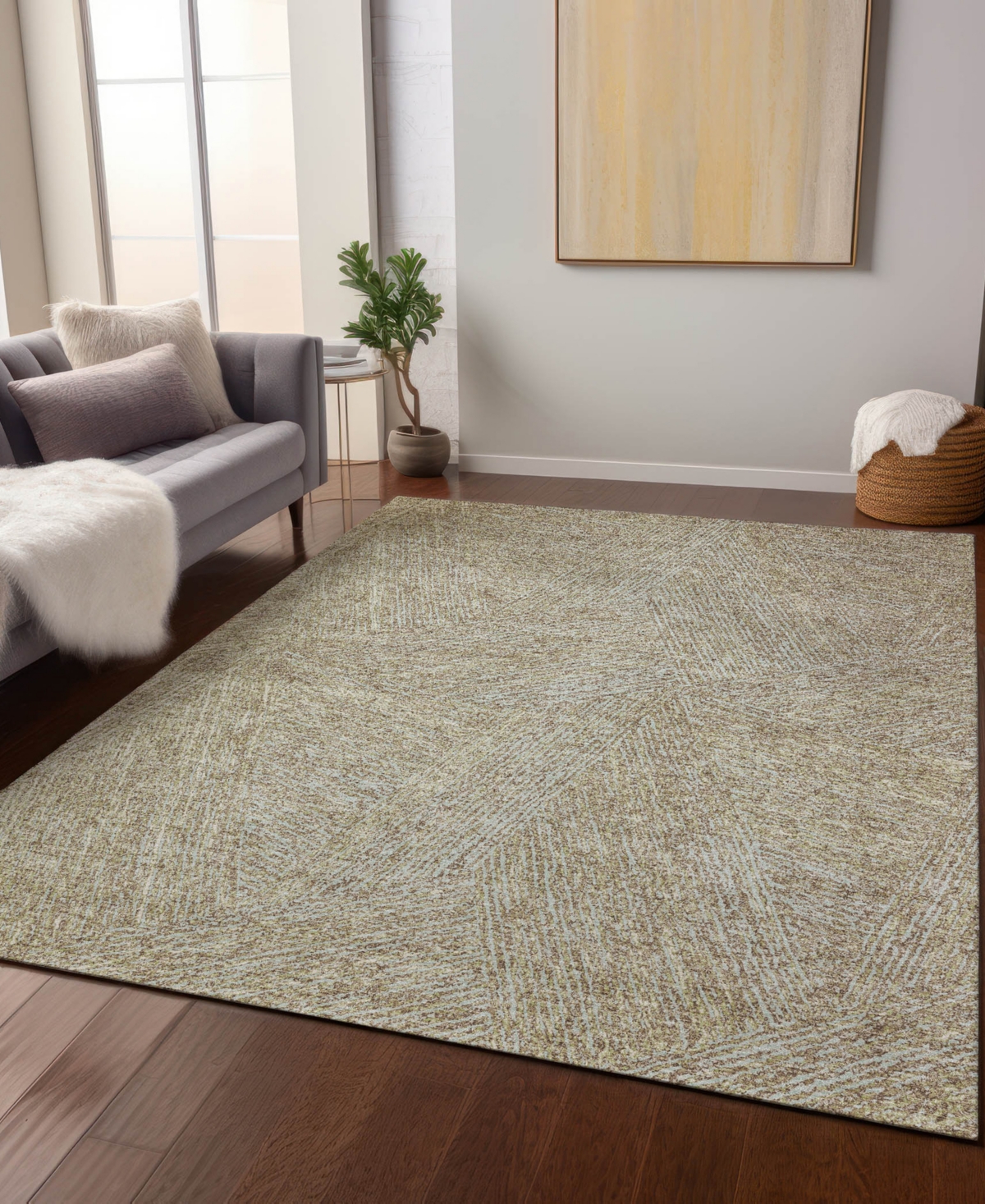 Addison Chantille Machine Washable Acn991 9'x12' Area Rug In Beige