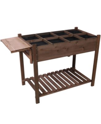 8-Pocket Raised Garden Bed with Foldable Table