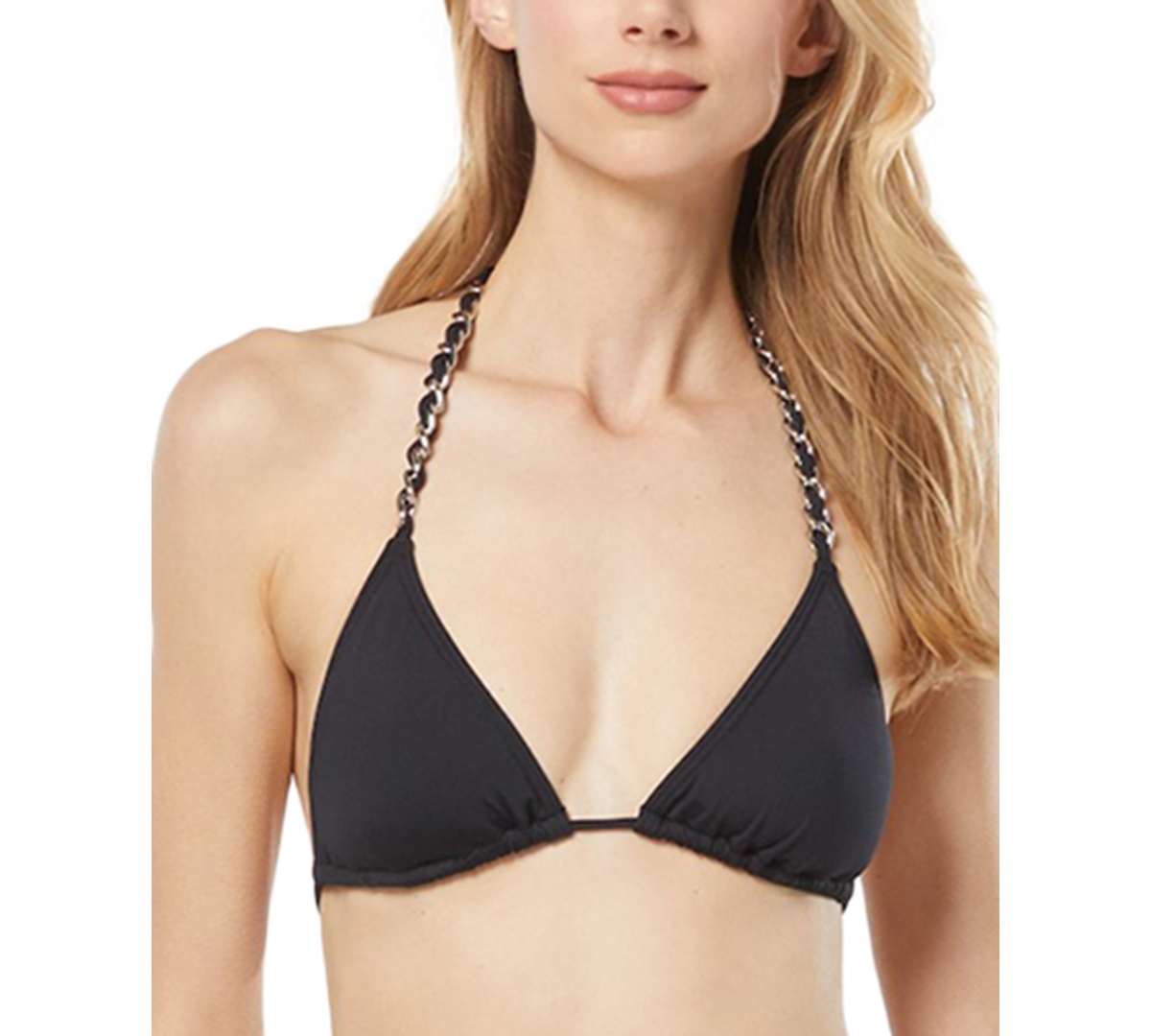 Michael Kors Michael  Womens Chain Trim Bikini Top Bottoms In Black