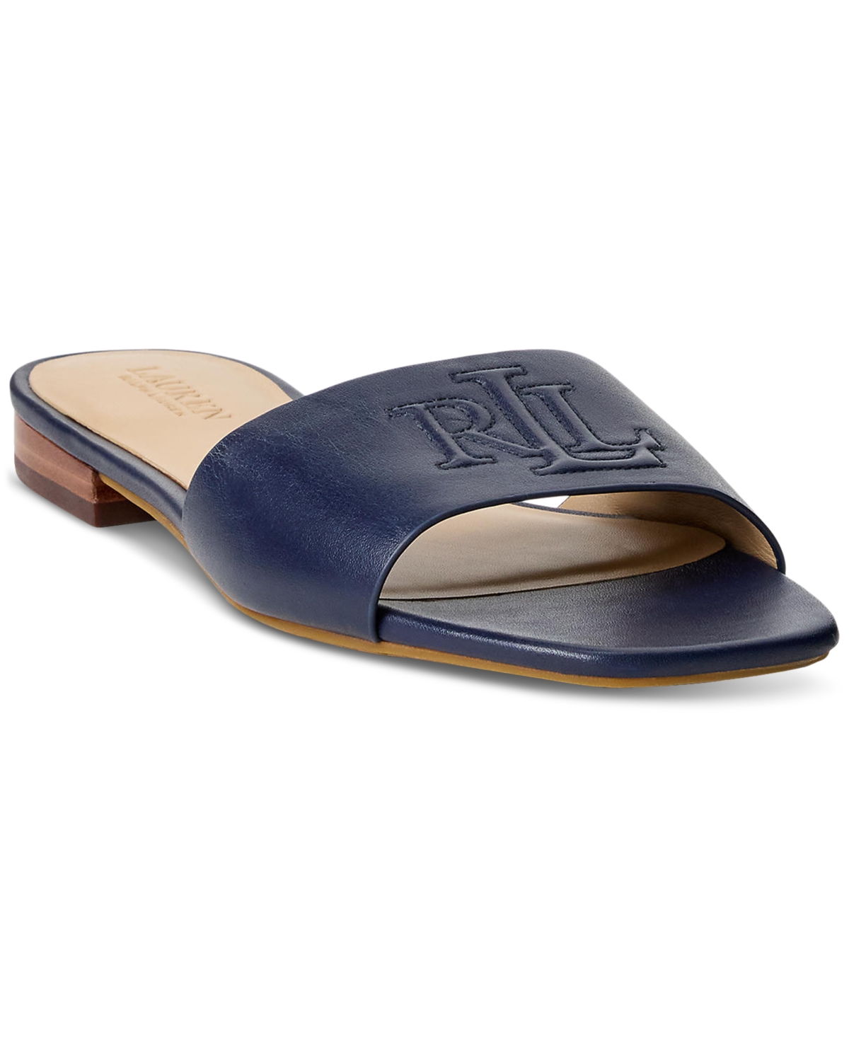 Shop Ralph Lauren Women's Everly Slide Flat Sandals In Refined Navy