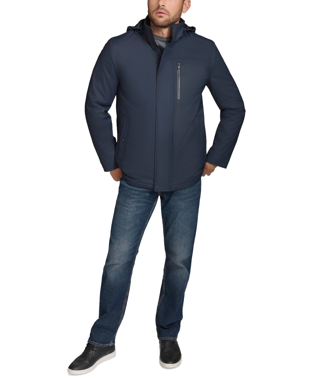 Marc New York Men's Penrith Water-Resistant Rubberized Hooded Jacket