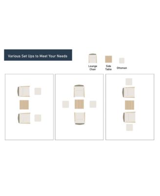 5 Piece Set, 2 Lounge Chairs & Ottomans, 1 Coffee Table, Gray & Beige