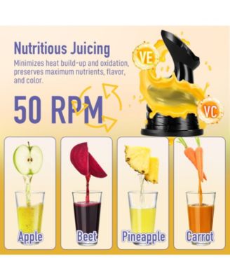 Cold Press Juicer, Masticating Juicer with 5.1 Inch Large Feed Chute, 250W Power High Juice Yield for Batch Juicing
