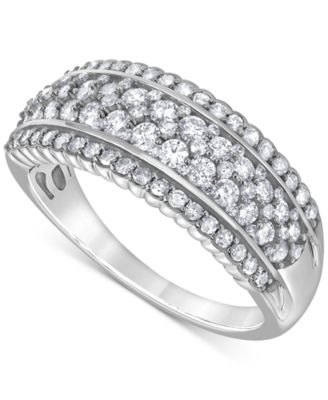 Macy's - Diamond Multirow Tapered Band (1 ct. t.w.) in 14k White Gold
