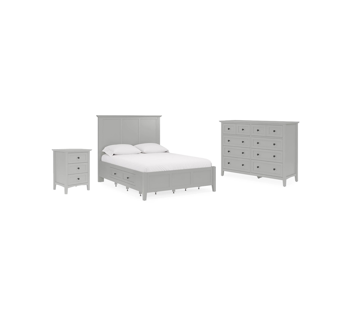 Macy's Hedworth California King Storage 3-pc. Set (bed, Dresser & Nightstand) In Grey