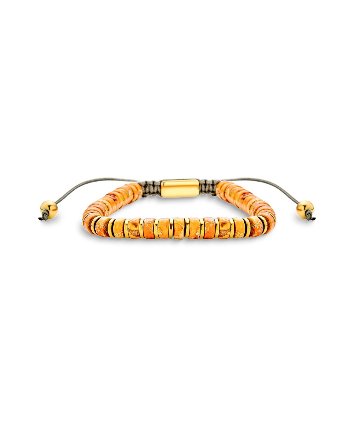 Natural Stone Retro Chakra Bolo Bracelet Adjustable - Orange agate