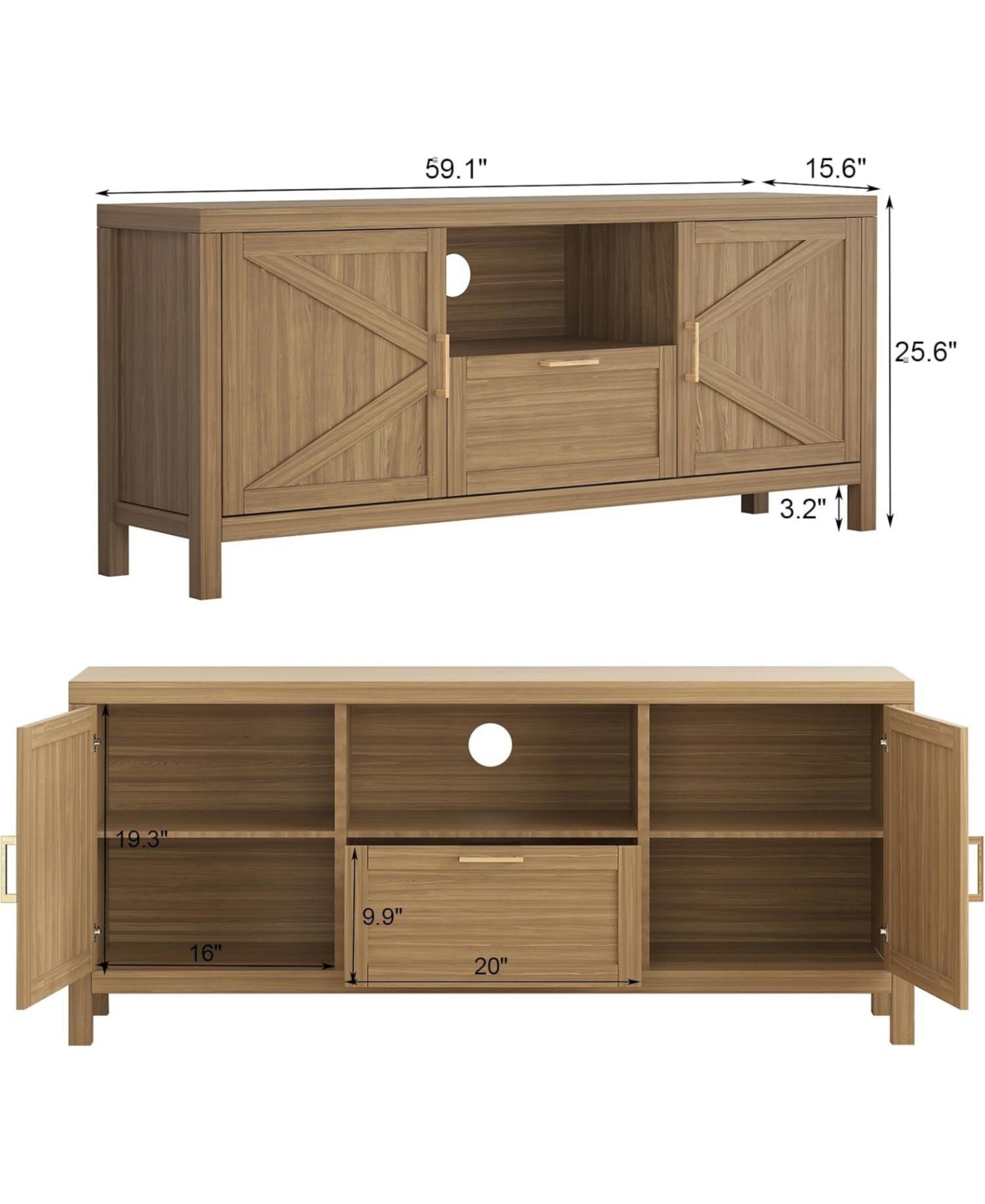 gaomon Farmhouse Tv Stand for Tvs Up to Inch, Entertainment Center with Door, Media Console Cabinet,TV Console Cabinet with Storage & Adjustable Sh