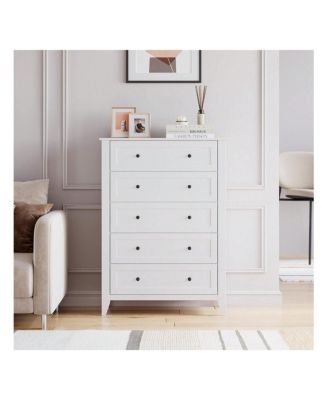 5-Drawer Wood Deep Storage Nickel Handle Modern Chest of Drawers