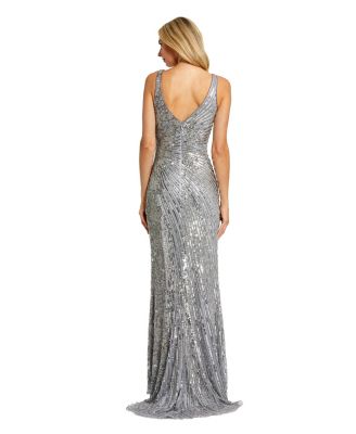 Women's Beaded Floral Sleeveless Gown