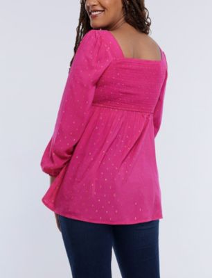 Maternity Smocked Square Neck Long Sleeve Babydoll Top - Motherhood