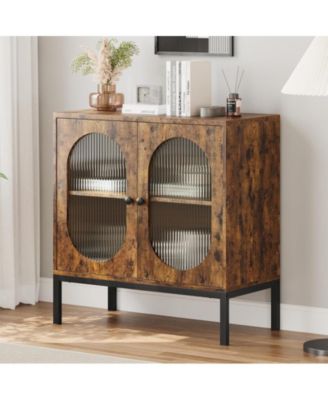 Rattan Doors and Shelves Buffet Sideboard Console Storage Cabinet for Entryway, Living Room, or Dining Room