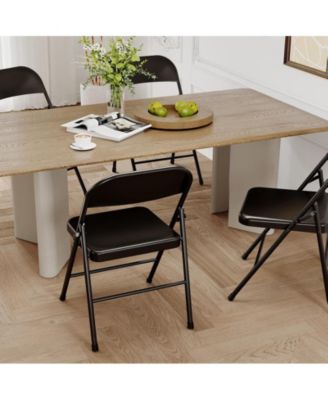 Dining Chairs Set of 4, Foldable Dining Chairs with Metal Frame Hold Up to 350 Pounds, Portable Kitchen Chair Suitable for Dining Room, Living Room, Office, Indoor and Outdoor Events