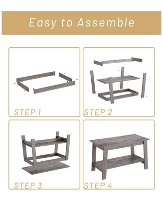 Coffee Table, 31.49 Inch Small Living Room Tables, 2-Tie Rustic Wood Tables for Living Room, Outdoors, Home Office, Bedroom, Apartment, Modern Industrial Style Rectangular Wood Table