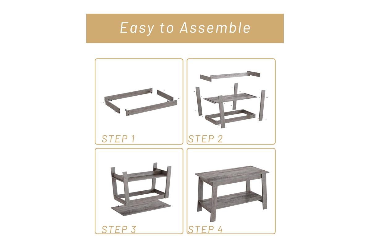 gaomon Coffee Table, 31.49 Inch Small Living Room Tables, 2-Tie Rustic Wood Tables for Living Room, Outdoors, Home Office, Bedroom, Apartment, Modern