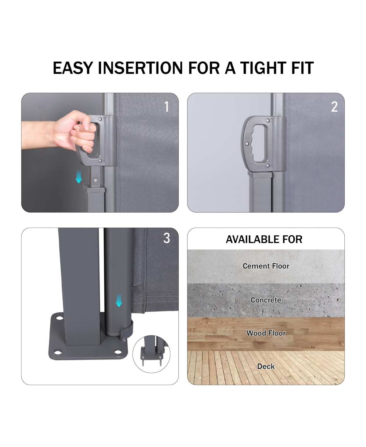 Slickblue Retractable Side Screen Awning, Uv Resistant, Waterproof, Patio Privacy Screen for Garden, Balcony
