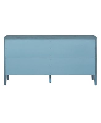 Retro Sideboard with Circular Groove Design and Round Metal Handles for Entrance, Dining & Living Rooms