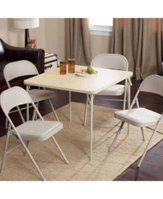 Sudden Comfort 34 x 34 Inch Square Metal Folding Dining Card Table, Buff