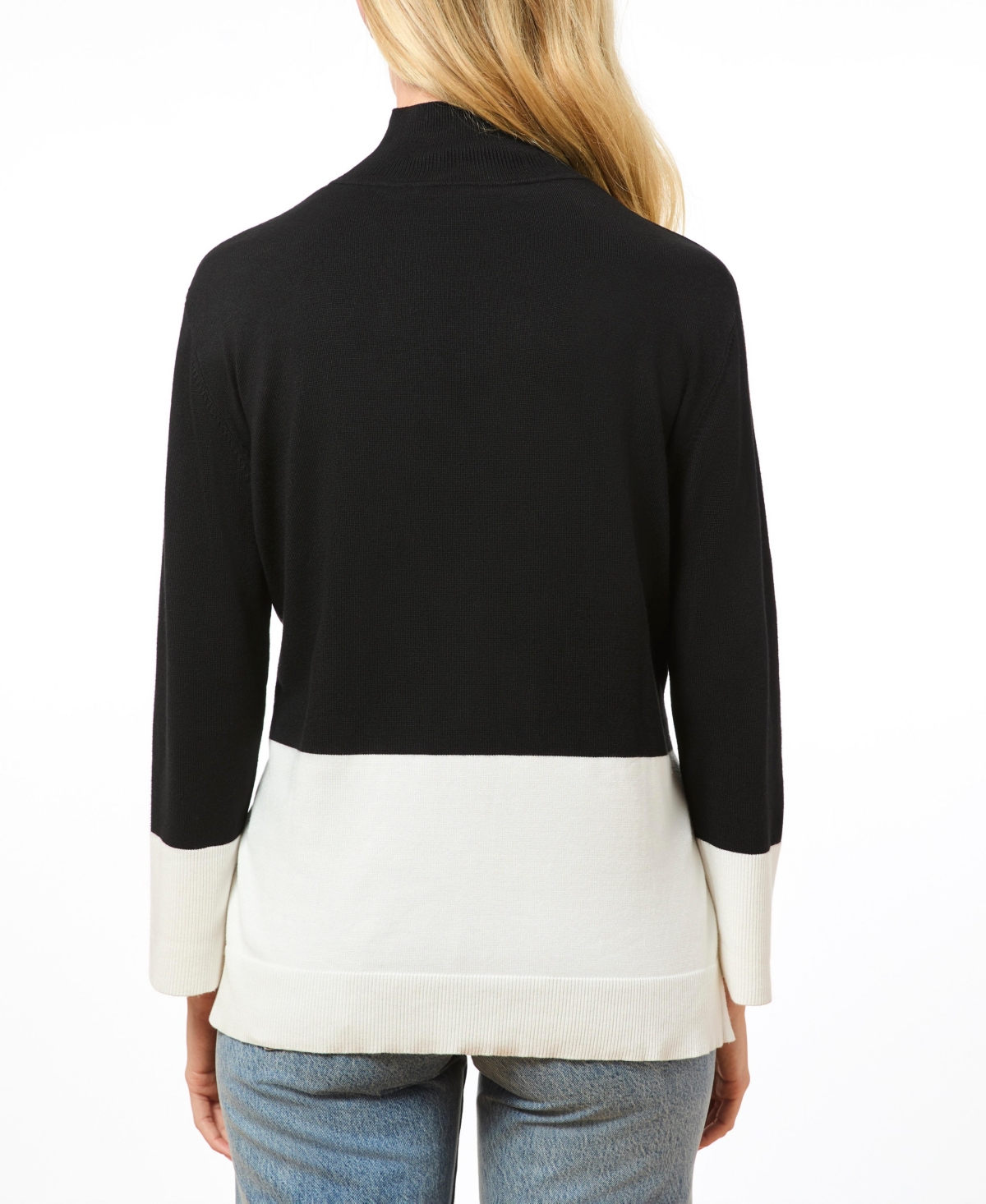 Cable & Gauge Women's Color Block Turtle Neck Sweater