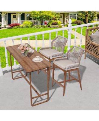  Set of 2  Rattan & Aluminum  Woven Design, Counter Height,  Weather-Resistant Outdoor Bar Stools